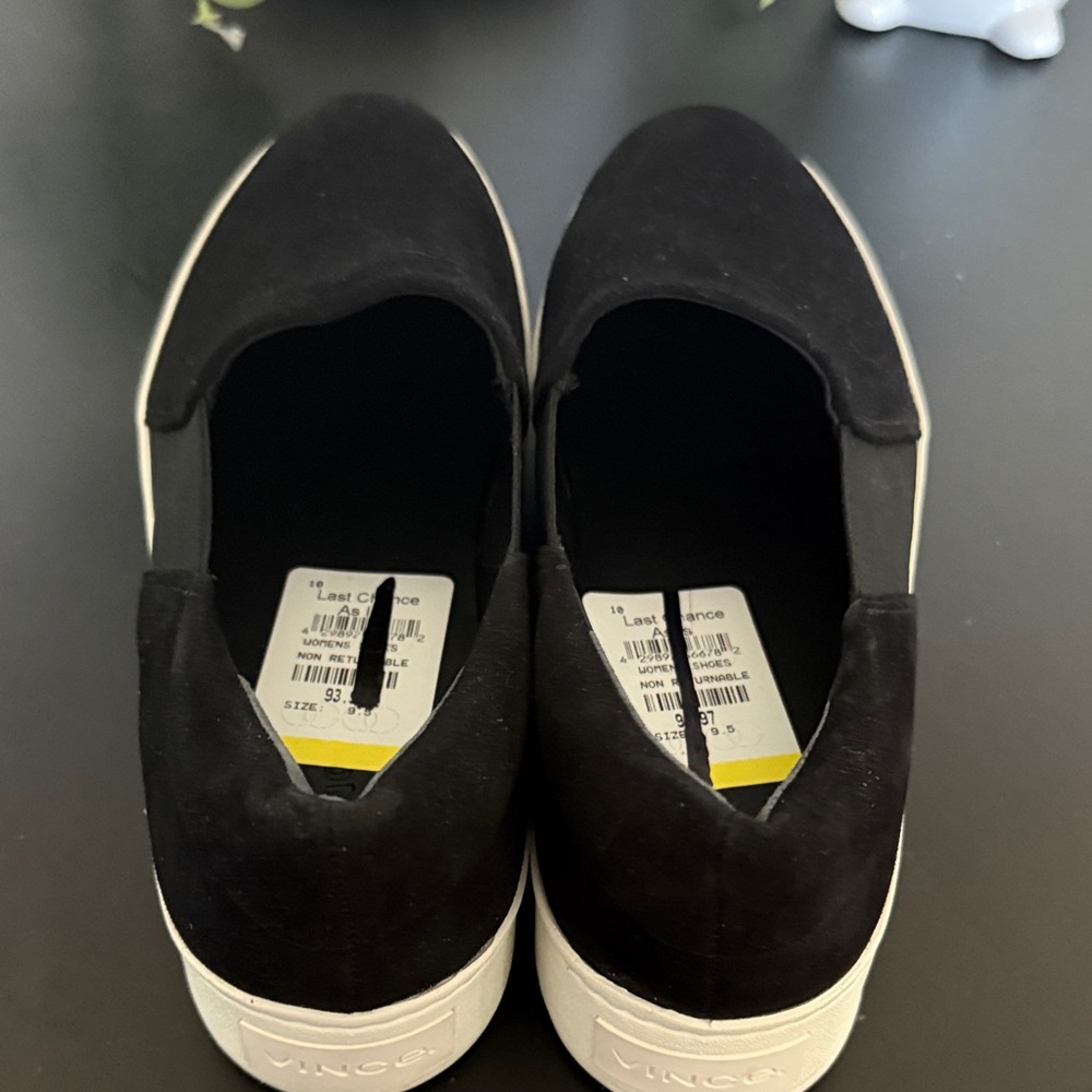 Vince Black Suede Slip-On Skate Sneakers with White Platform - Picture 4 of 5